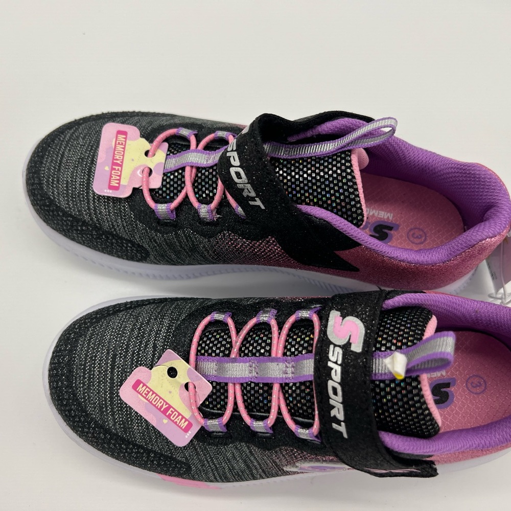 S Sport By Skechers Girls' Jenni Ombre Print Sneakers - Black /Pink Size w/box - Picture 7 of 9